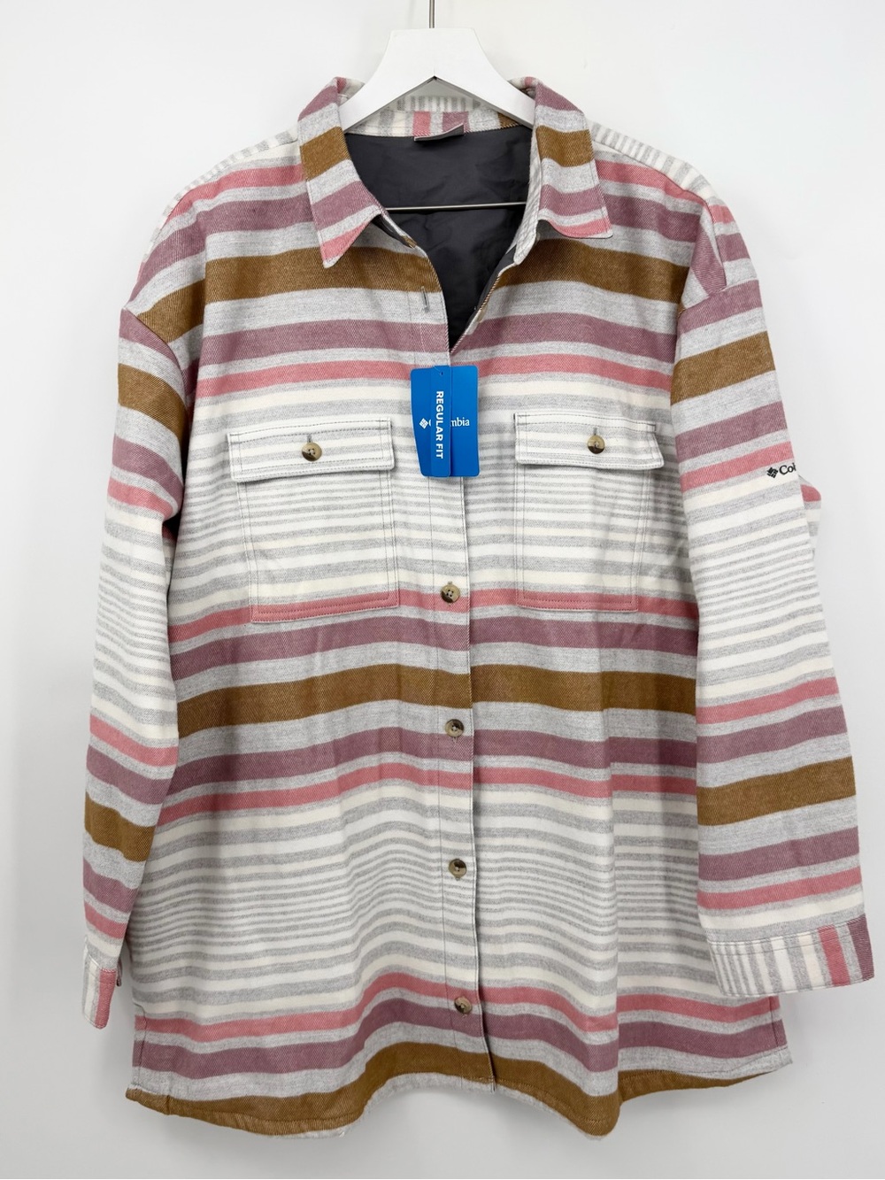 NWT Columbia Women's Blue Point Creek Women’s Shirt Jacket Striped Plus Sz 2X